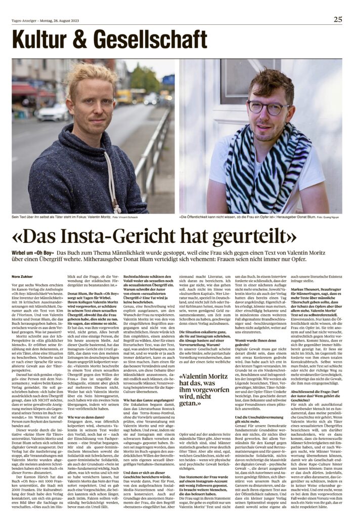 Tages-Anzeiger-Interview mit Donat Blum